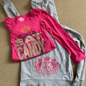 Girls Juicy Couture long sleeve T-shirt and velour hoodie